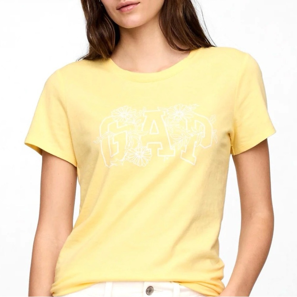 GAP Sunny Yellow Tee with Floral Logo